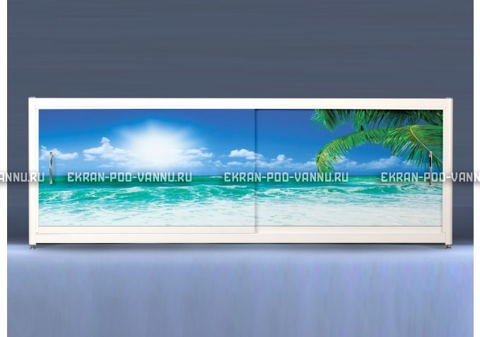 Экран на роликах EUROPLEX Пляж – купить по цене 12400 руб. в интернет-магазине в городе Тула картинка 1