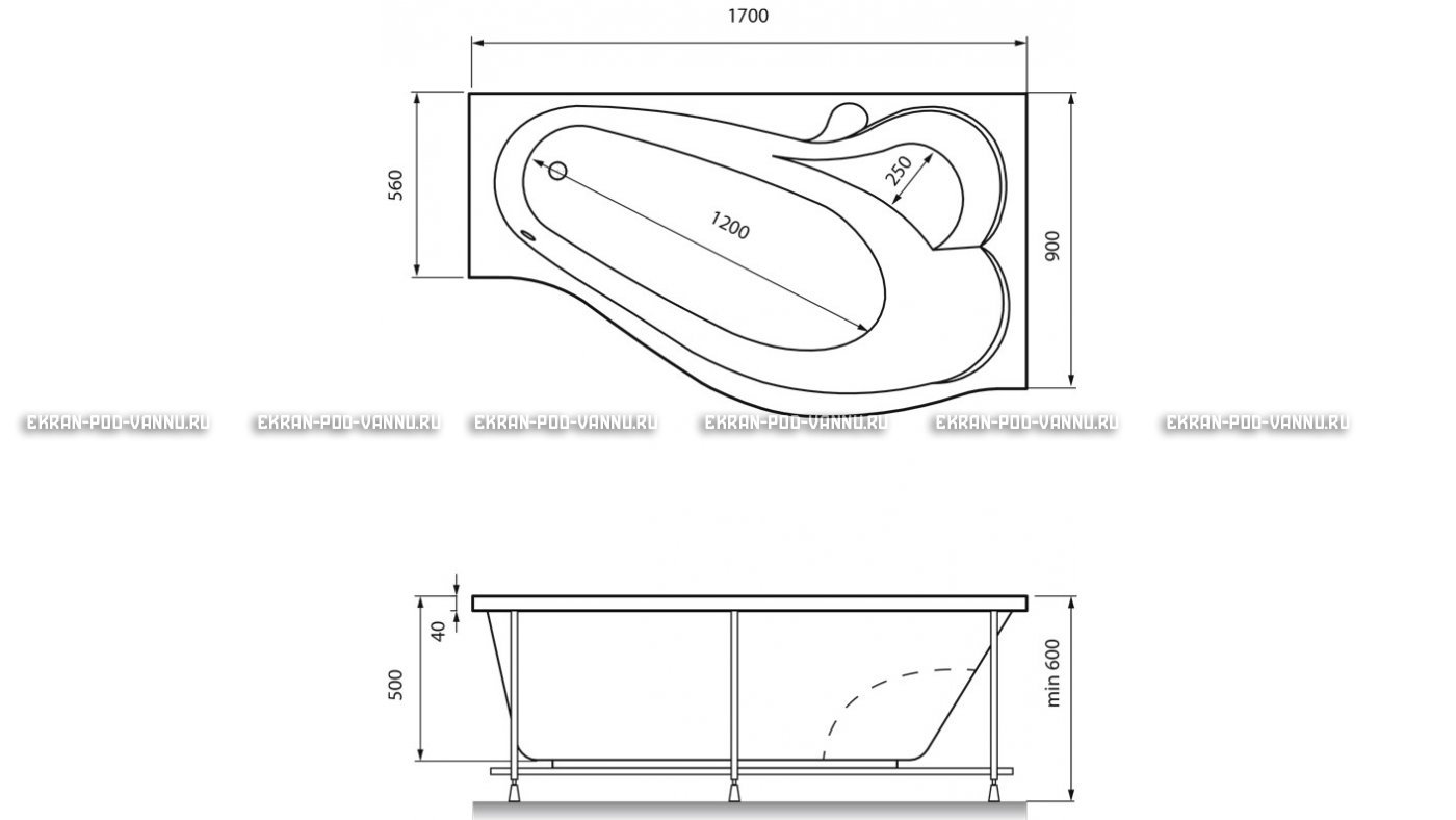 Акриловая ванна Relisan Isabella 170x90x60 – купить по цене 24130 руб. в интернет-магазине в городе Тула картинка 13