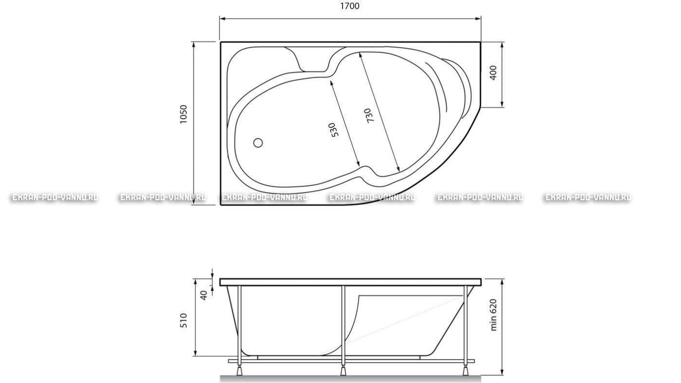 Акриловая ванна Relisan Sofi 170x105 – купить по цене 23480 руб. в интернет-магазине в городе Тула картинка 13