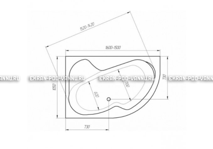 Акриловая ванна 1MarKa Aura 150x105 – купить по цене 16250 руб. в интернет-магазине в городе Тула картинка 3