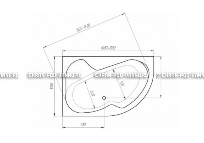 Акриловая ванна 1MarKa Imago 160x105 – купить по цене 16700 руб. в интернет-магазине в городе Тула картинка 3