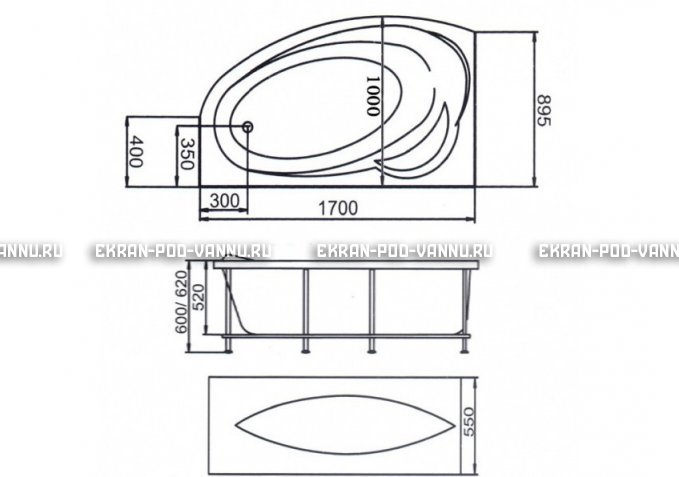 Акриловая ванна 1MarKa Julianna 170x100 – купить по цене 21320 руб. в интернет-магазине в городе Тула картинка 3