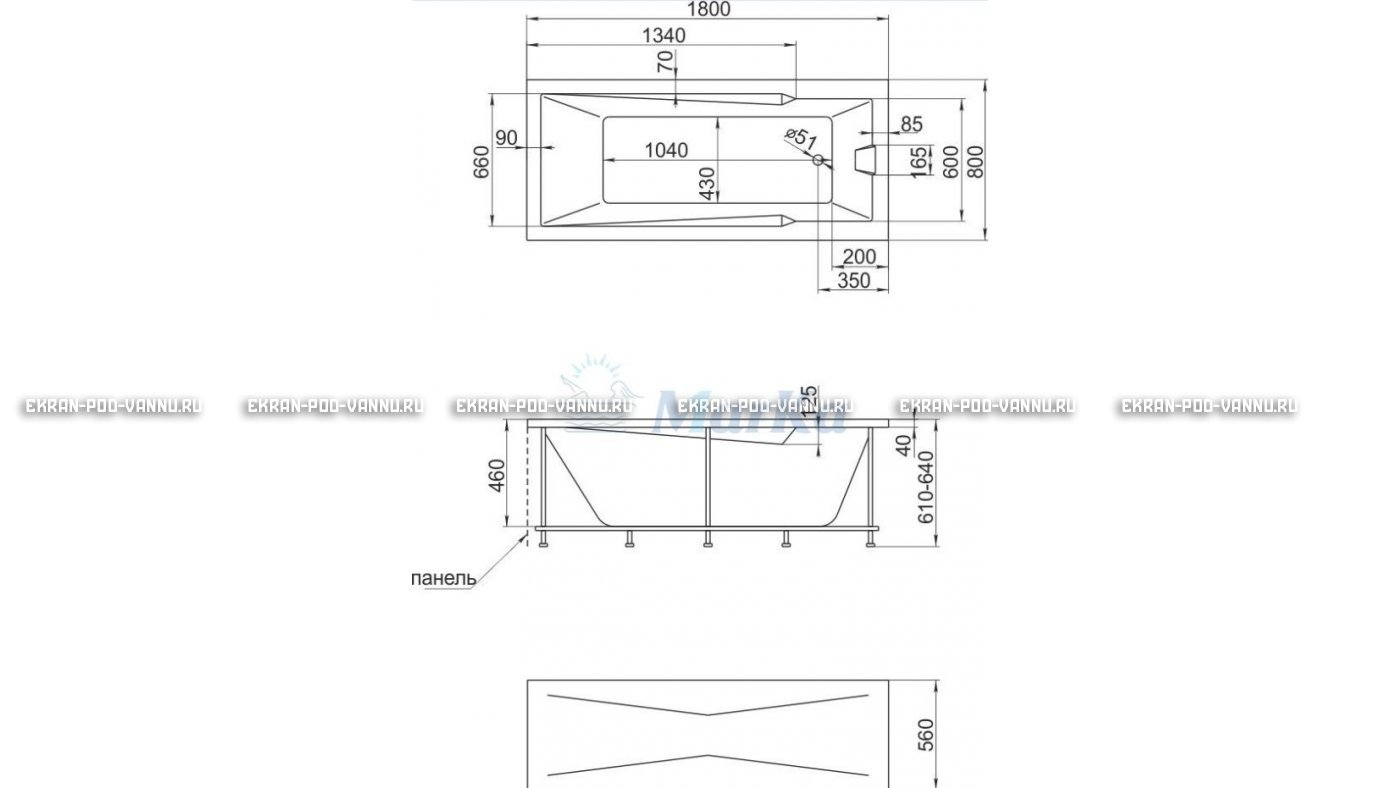 Акриловая ванна 1MarKa Raguza 180x80 – купить по цене 17854 руб. в интернет-магазине в городе Тула картинка 13