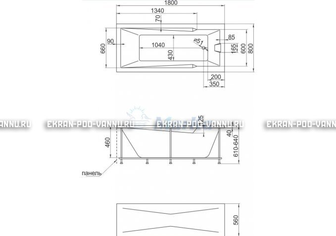Акриловая ванна 1MarKa Raguza 180x80 – купить по цене 17854 руб. в интернет-магазине в городе Тула картинка 4