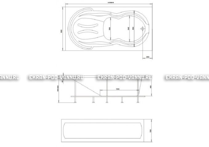 Акриловая ванна 1MarKa Taormina 180x90 – купить по цене 17670 руб. в интернет-магазине в городе Тула картинка 3