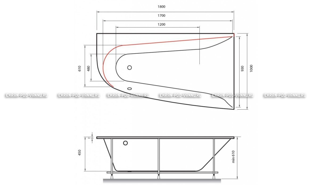 Акриловая ванна Vayer Boomerang 180x100 – купить по цене 53030 руб. в интернет-магазине в городе Тула картинка 13