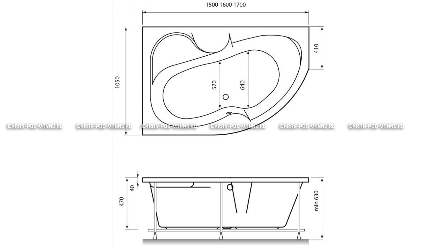 Акриловая ванна Vayer Azalia 170x105 – купить по цене 28800 руб. в интернет-магазине в городе Тула картинка 16