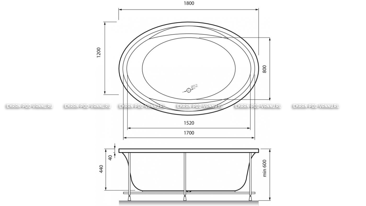 Акриловая ванна Vayer Opal 180x120 – купить по цене 33850 руб. в интернет-магазине в городе Тула картинка 13