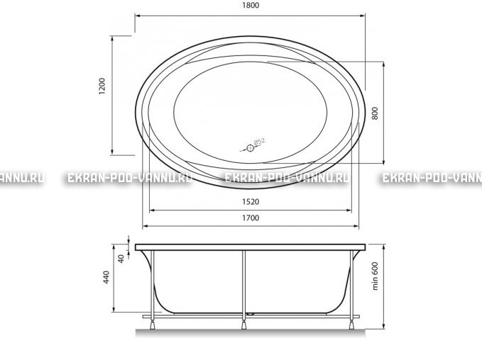 Акриловая ванна Vayer Opal 180x120 – купить по цене 33850 руб. в интернет-магазине в городе Тула картинка 4